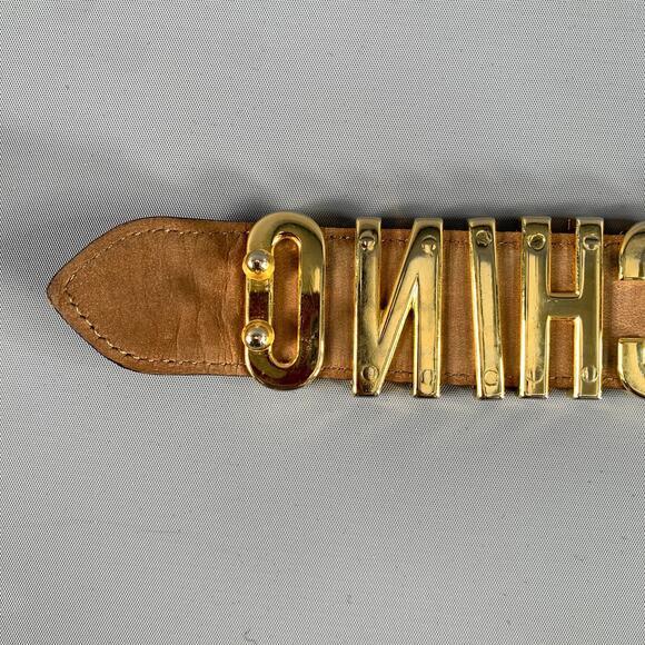 MOSCHINO Waist Size 32 Black Gold Leather Belt main image 5